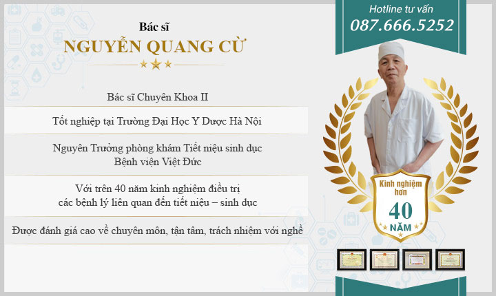 Bác Sĩ Chuyên Khoa II Nguyễn Quang Cừ – Nguyên Trưởng phòng khám Tiết niệu sinh dục Bệnh viện Việt Đức: